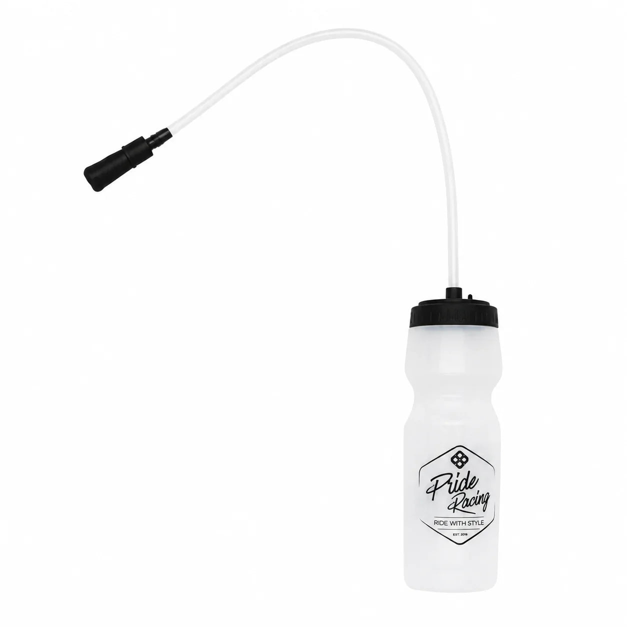 bidon BMX avec tube de boisson et logo Pride Racing, idéale pour les cyclistes