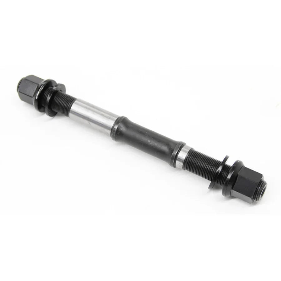 Axle de vélo BMX en métal avec écrous noirs et filetage, pièce de rechange robuste