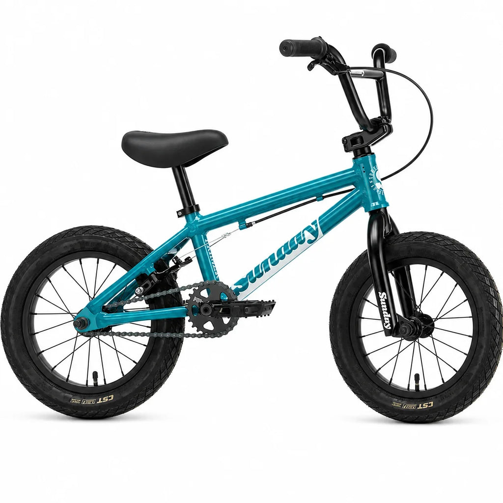 Vélo BMX Sunday bleu turquoise pour enfant sur fond blanc