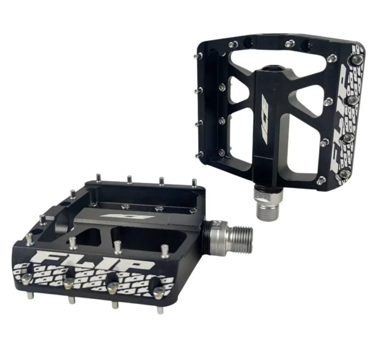Pédales BMX noires FLIP avec crampons et design robuste pour performance