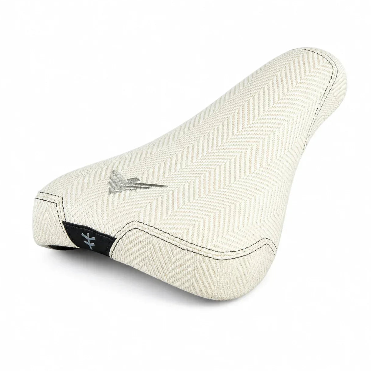Selle BMX blanche à motif chevron, design ergonomique pour vélo freestyle
