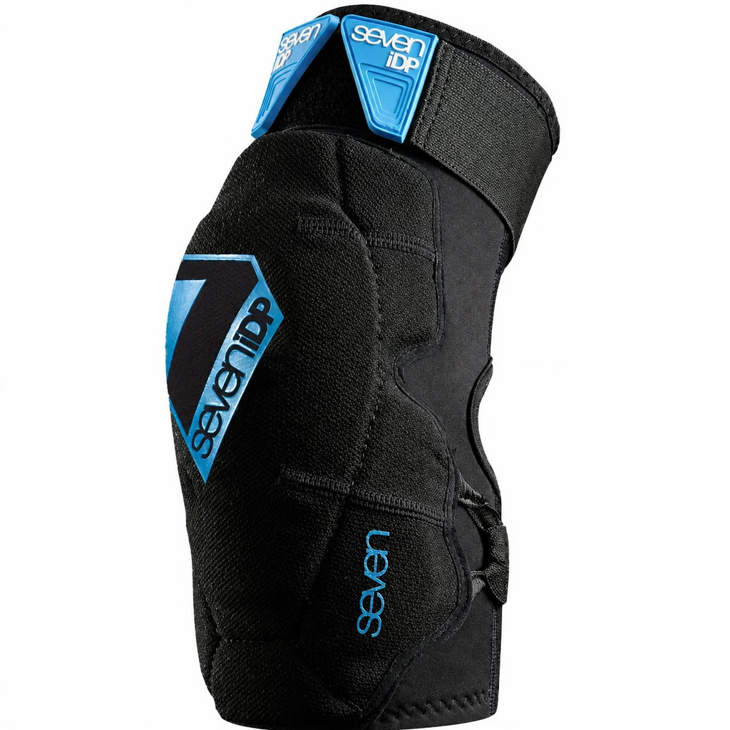 Genouillère de protection BMX Seven iDP noire avec détails bleus