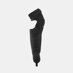Black BMX knee and shin guard with strap, impact protection, and ergonomic design