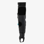 Protège-tibia noir pour BMX avec boucle de fixation et détails bleus
