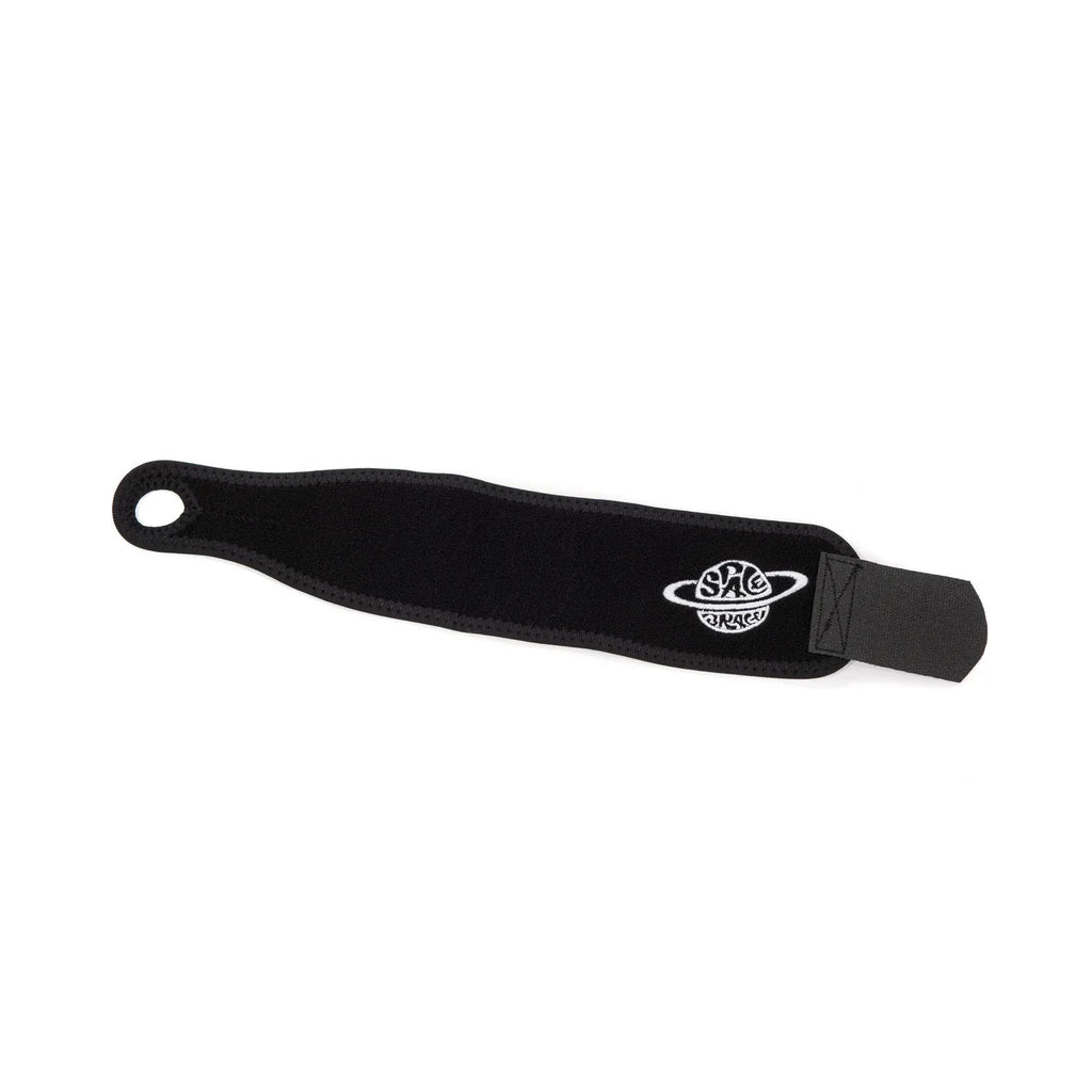 Black BMX ankle guard with Space Brace logo on white background