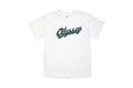 T-shirt blanc avec inscription 'Odyssey' ornée de fleurs, style BMX