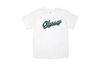T-shirt blanc avec inscription 'Odyssey' ornée de fleurs, style BMX