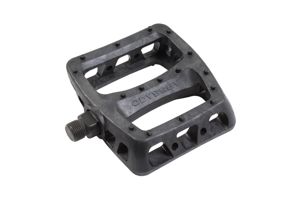 Pédale BMX noire Odyssey avec crampons et design robuste
