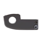 Potence BMX noire avec montage en fourche et vis hexagonales, composant de vélo de freestyle