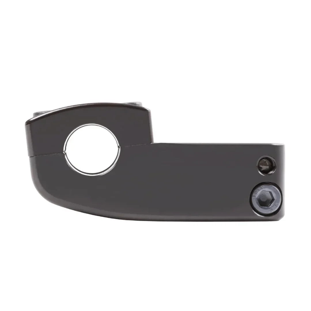 Pince de fourche BMX noire avec vis hexagonales et ouverture circulaire pour vélo de freestyle