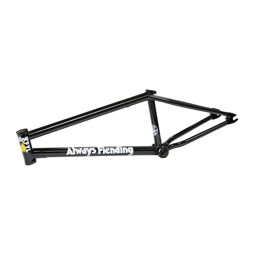 Cadre de vélo BMX noir brillant avec inscription Always Fiending