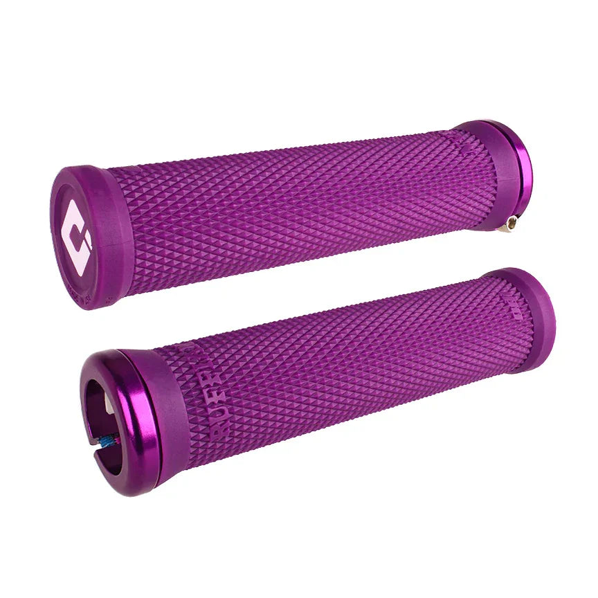 Poignées BMX violettes texturées avec embouts métalliques pour vélo freestyle