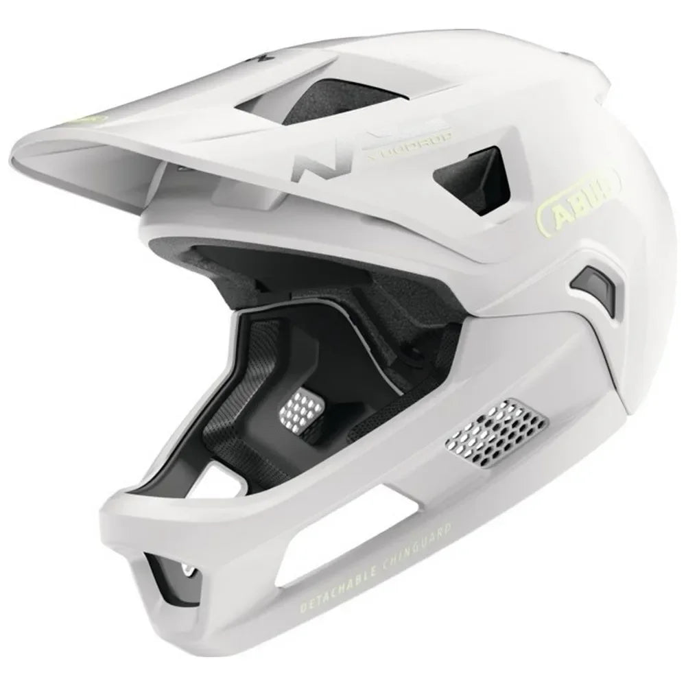 Casque de vélo tout terrain blanc avec mentonnière amovible et ventilation ABUS