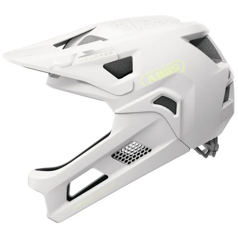 Casque de vélo tout terrain blanc ABUS avec ventilation et protection intégrale