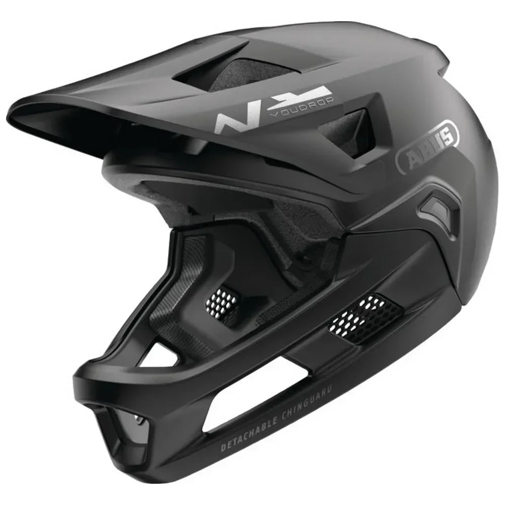Casque de BMX noir avec mentonnière amovible et ventilation