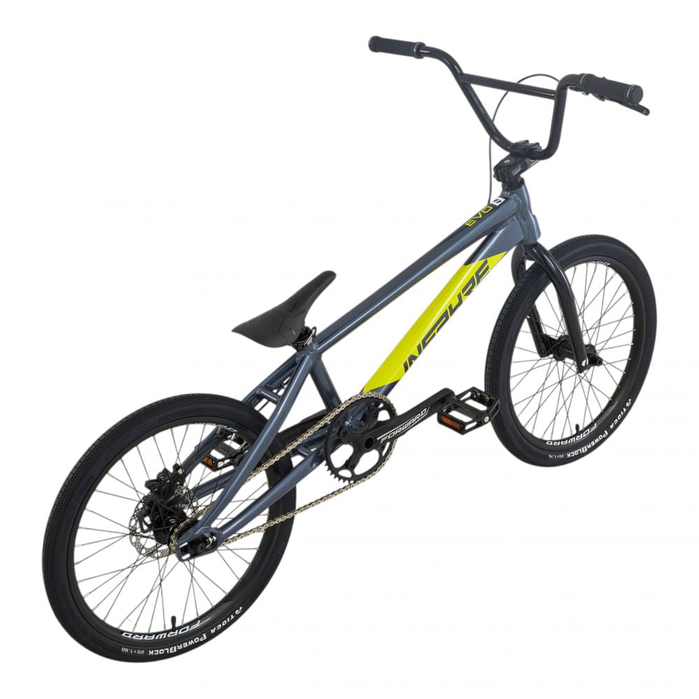 BMX Inspyre Evo Disk 2027 PRO gris, vue trois quarts arrière
