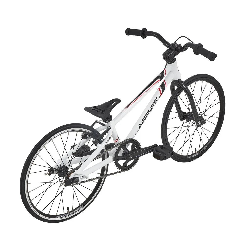 Vélo BMX blanc et noir pour enfant, cadre INSPIRE, roues 20 pouces, idéal pour débutants et tricks