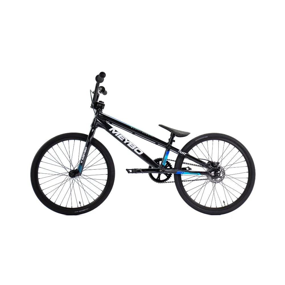 Vélo BMX noir et bleu avec cadre robuste et freins à disque