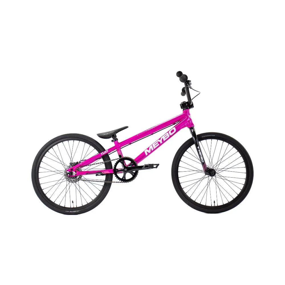 Vélo BMX rose vif pour enfant, cadre MEYBO, roues noires, idéal pour le freestyle et le street