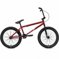 Vélo BMX Sunday rouge avec cadre métallique, pneus noirs et guidon relevé sur fond blanc.