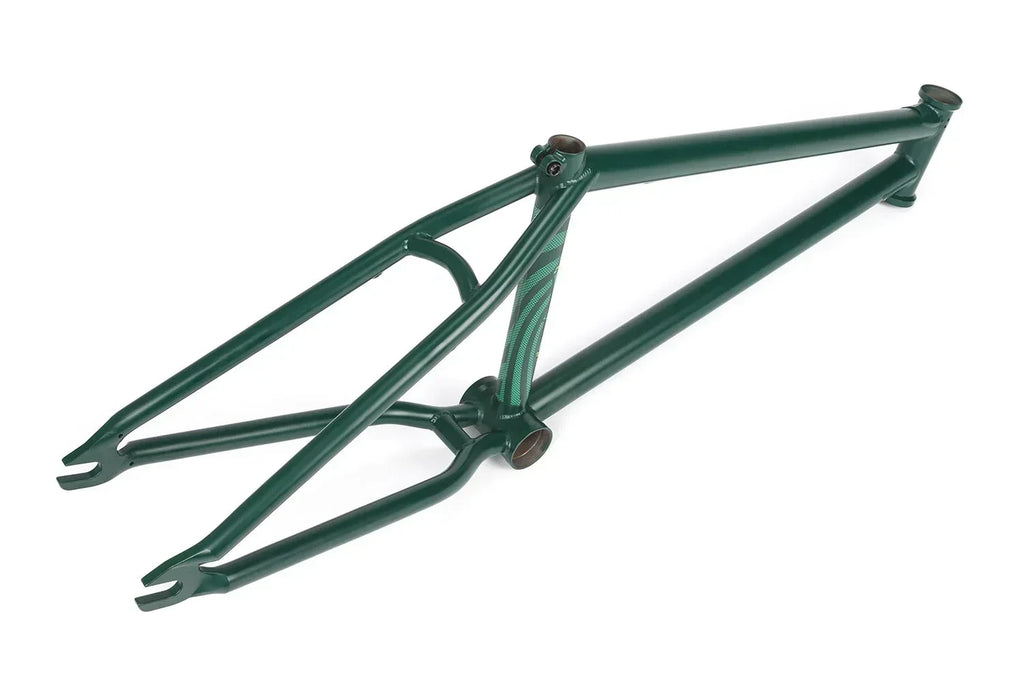 Cadre de BMX vert foncé en métal pour vélo de freestyle