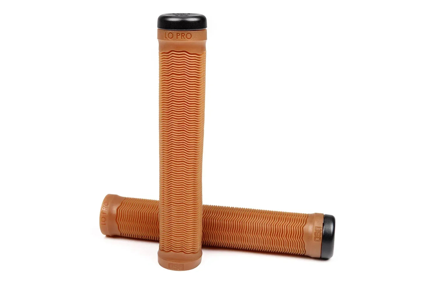 Poignées BMX marron Lo Pro avec texture nervurée et embouts noirs