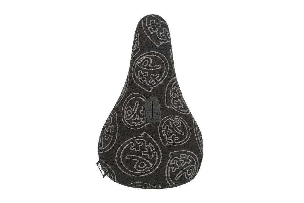Selle de BMX noire avec motifs graphiques gris