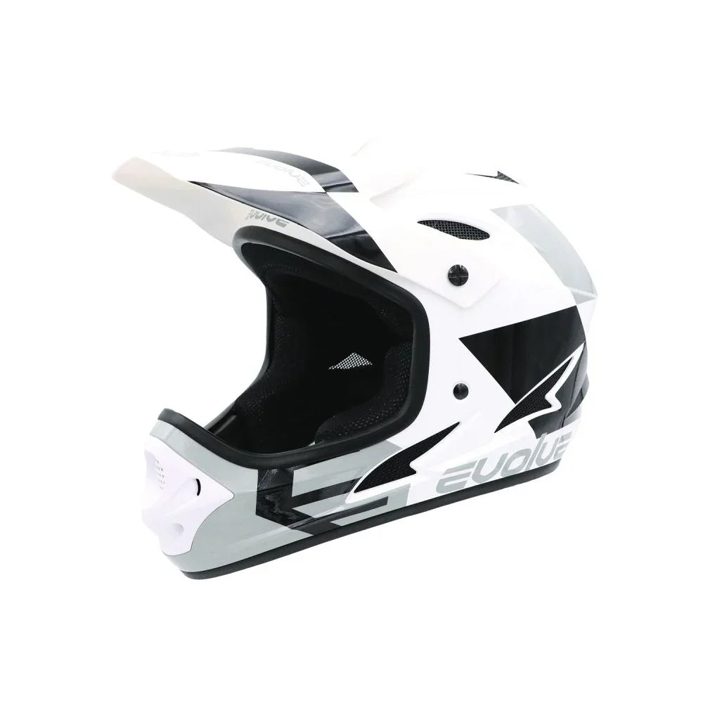 Casque de BMX intégral blanc et noir avec visière