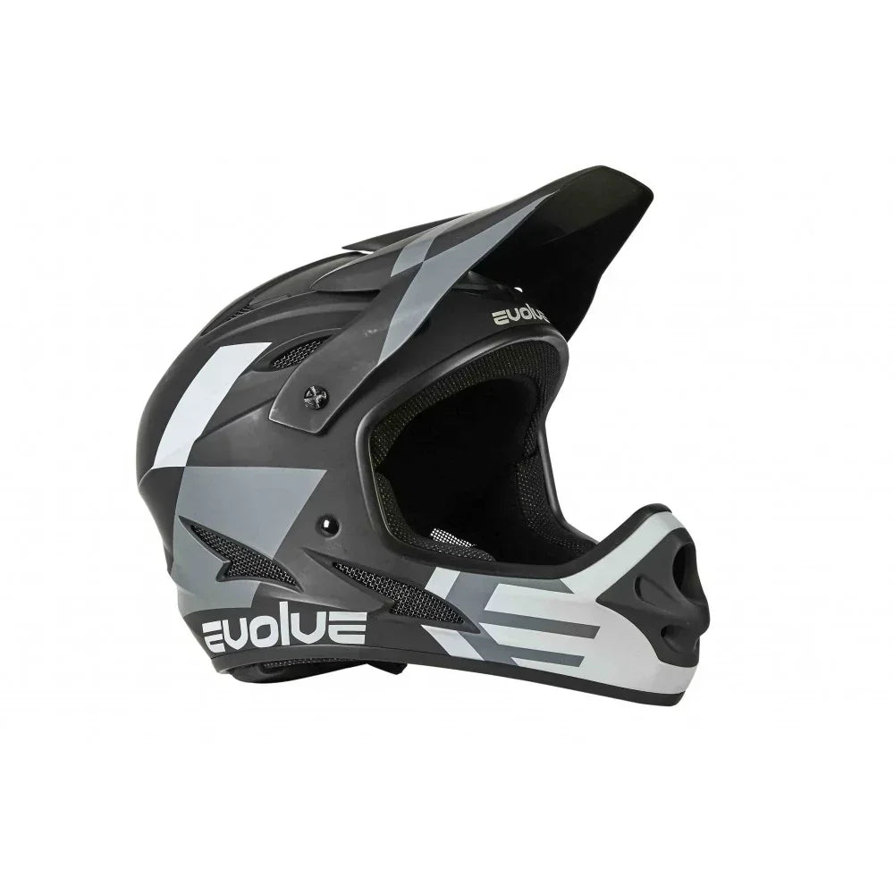 Casque de BMX full-face noir et gris de marque Evolve