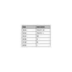 Tableau des tailles pour casque BMX avec correspondances numériques et lettres.