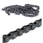 Chaîne BMX noire robuste, maillons solides pour vélo de freestyle, performance et durabilité