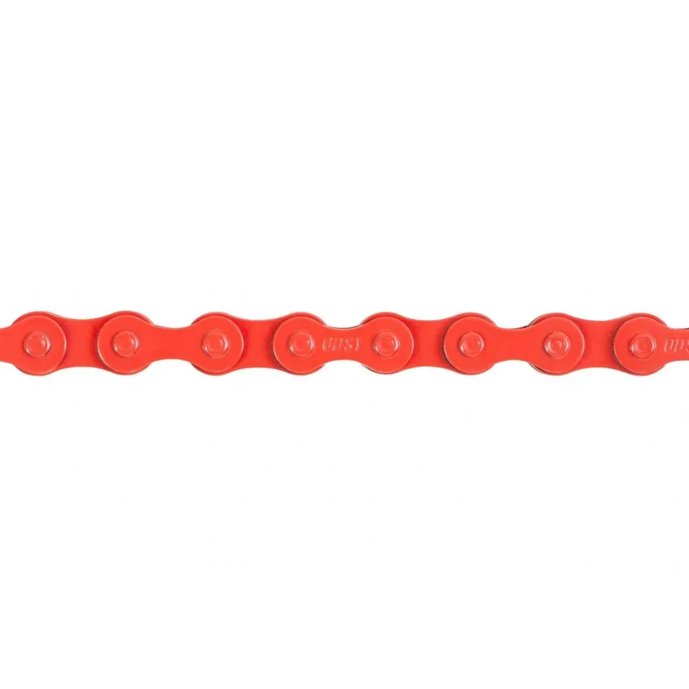 Chaîne BMX rouge pour vélo de freestyle, maillons solides et design résistant
