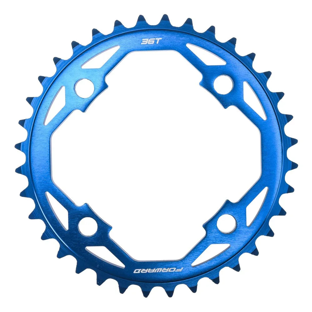 Pignon BMX bleu 36T en aluminium avec découpe légère, compatible chaîne 1/8" pour vélo freestyle
