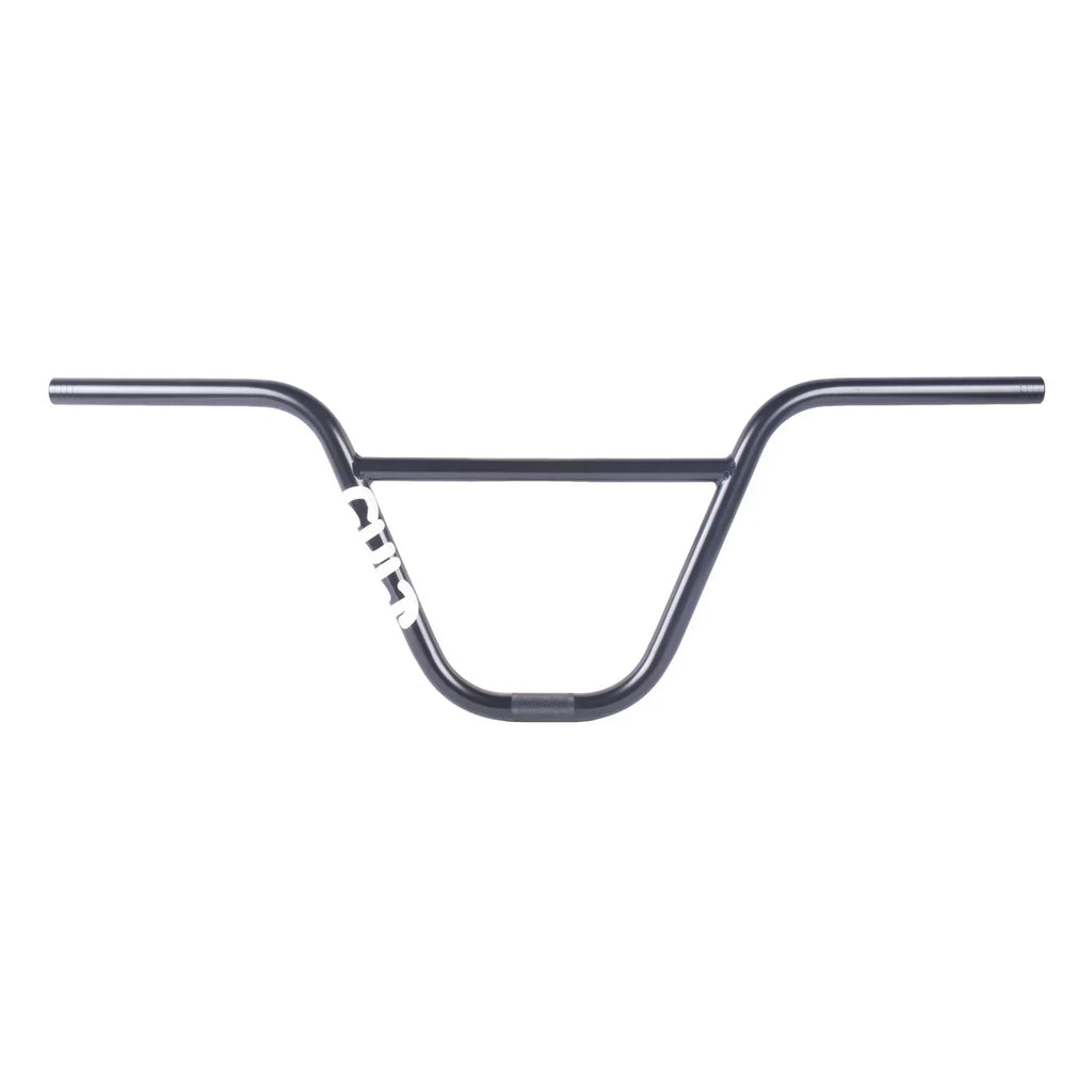 Guidon BMX noir avec logo blanc, design robuste pour freestyle et tricks
