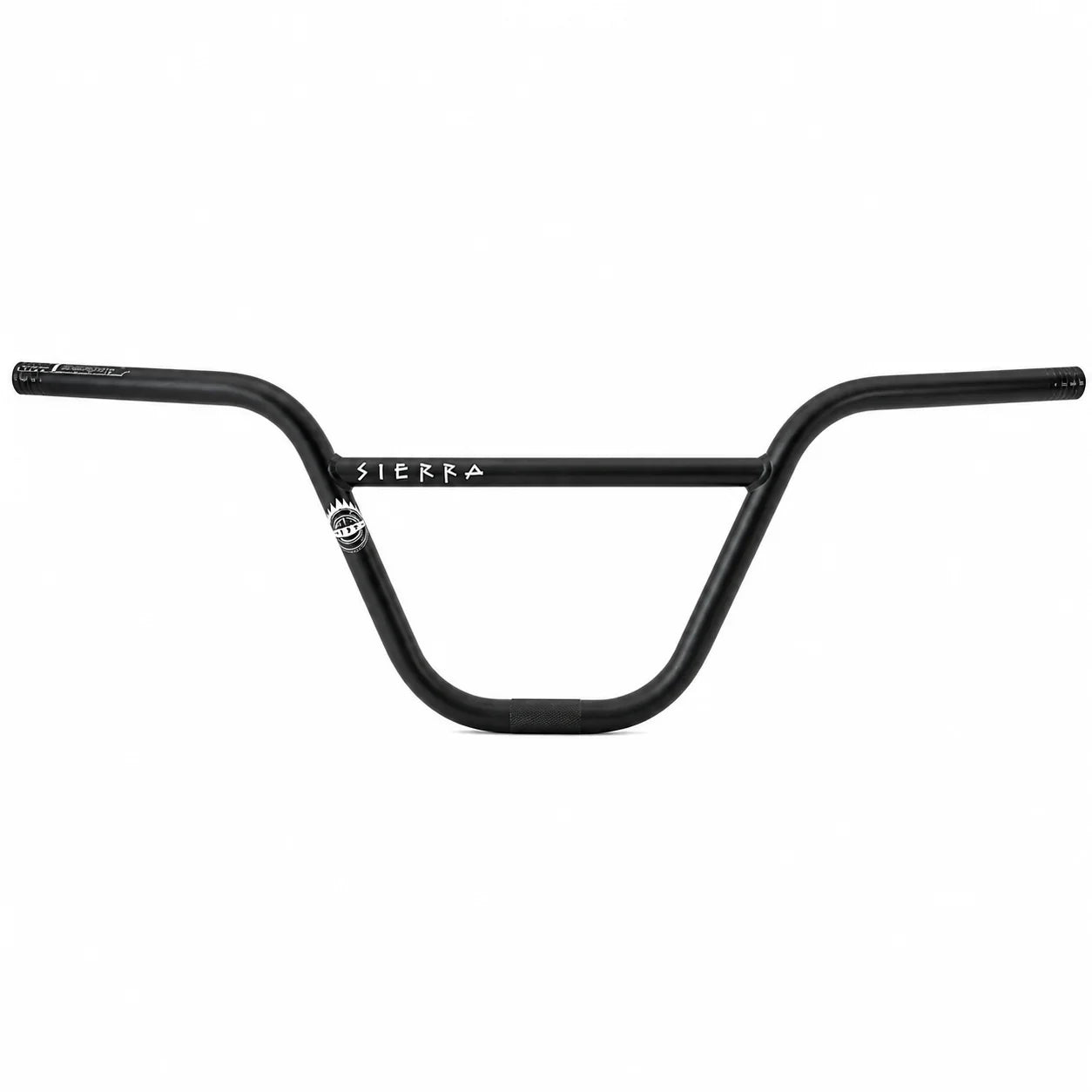 Black BMX handlebar with Sierra branding, isolated on white background