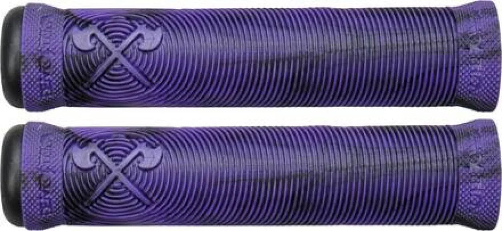 Poignées BMX violettes avec motif croisé et texture antidérapante