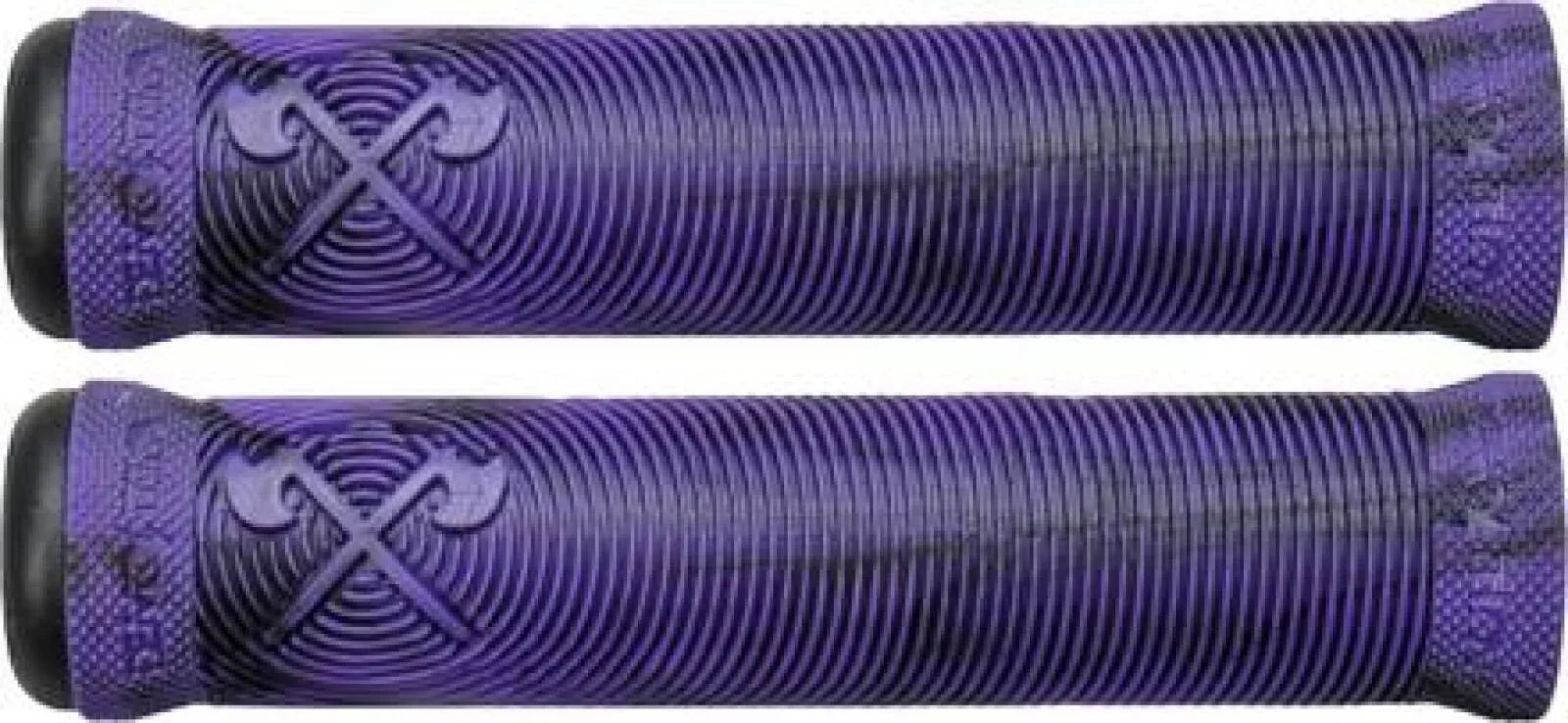 Poignées BMX violettes avec motif croisé et texture antidérapante