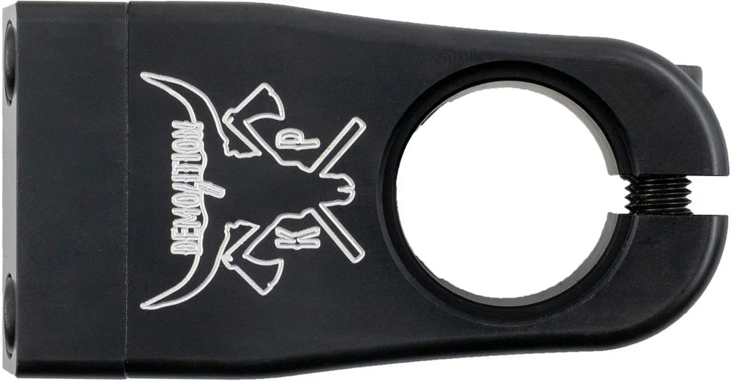 Potence de guidon BMX noire avec logo Demolition, composant vélo freestyle robuste
