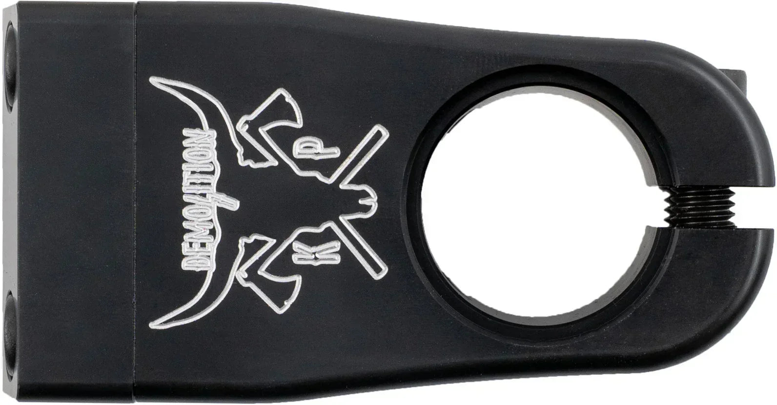 Potence de guidon BMX noire avec logo Demolition, composant vélo freestyle robuste