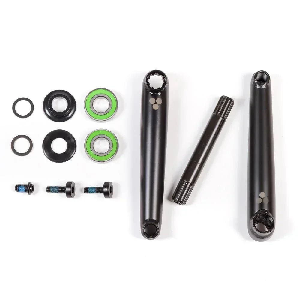 Kit de manivelles BMX noires avec roulements verts et vis bleues, pièces de rechange pour vélo BMX