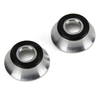 Paire de cônes de moyeu de vélo en aluminium argenté avec joints noirs