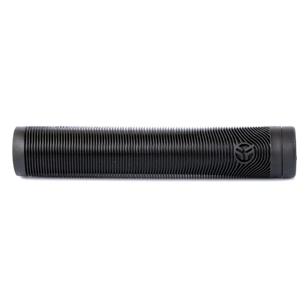 Poignée BMX noire texturée avec logo, grip antidérapant pour vélo freestyle