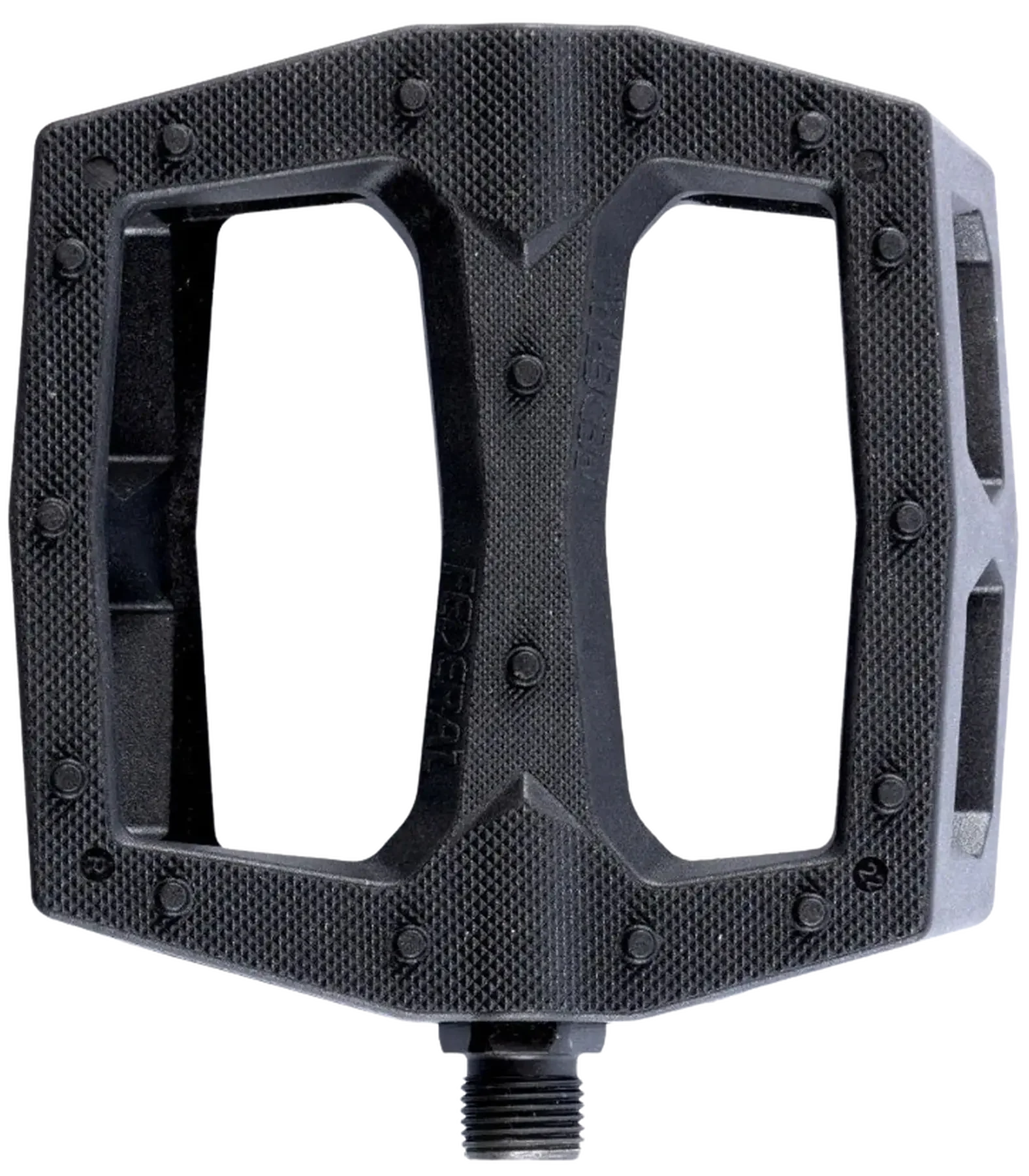 Pédale BMX noire avec surface texturée et grip optimal pour vélo de freestyle