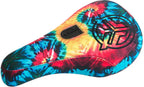 Selle BMX tie-dye colorée avec logo distinctif pour vélo de freestyle