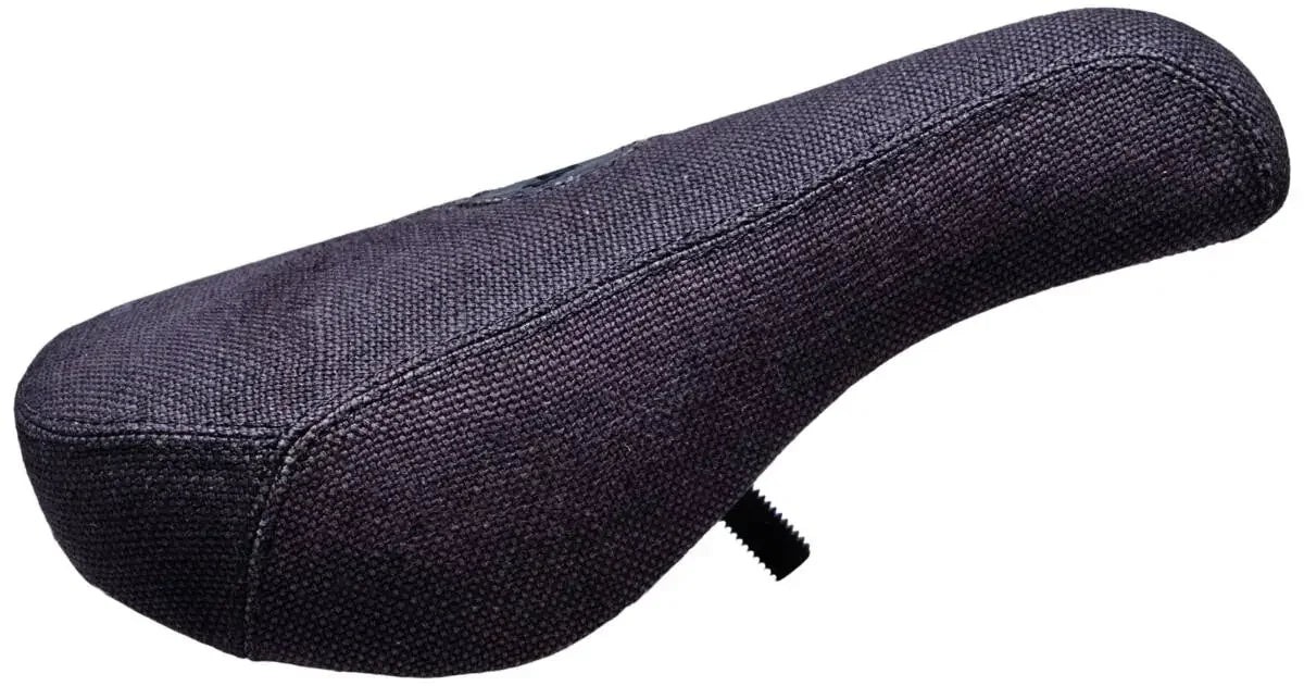 Selle BMX noire en tissu texturé, design ergonomique pour vélo de rue et tricks