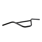 black BMX handlebar with angled design on white background