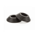 Pair of black BMX hub guards on white background