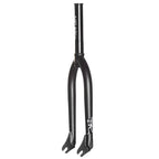 Fourche BMX noire avec logo blanc, composant vélo freestyle robuste et stylé