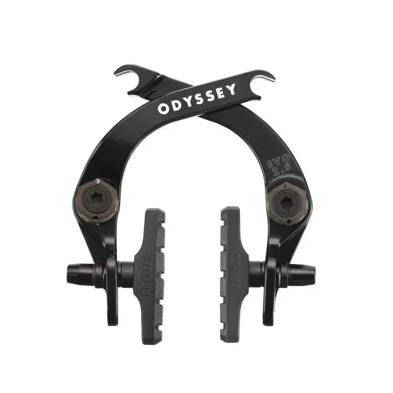 Odyssey Evo 2.5 BMX U-brake set in black with brake pads on white background