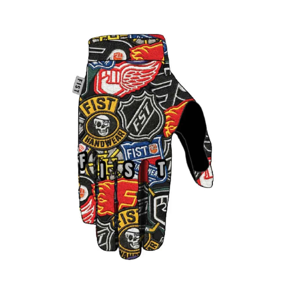 Gants de BMX colorés avec patchs FIST et motifs graphiques pour cyclisme extrême